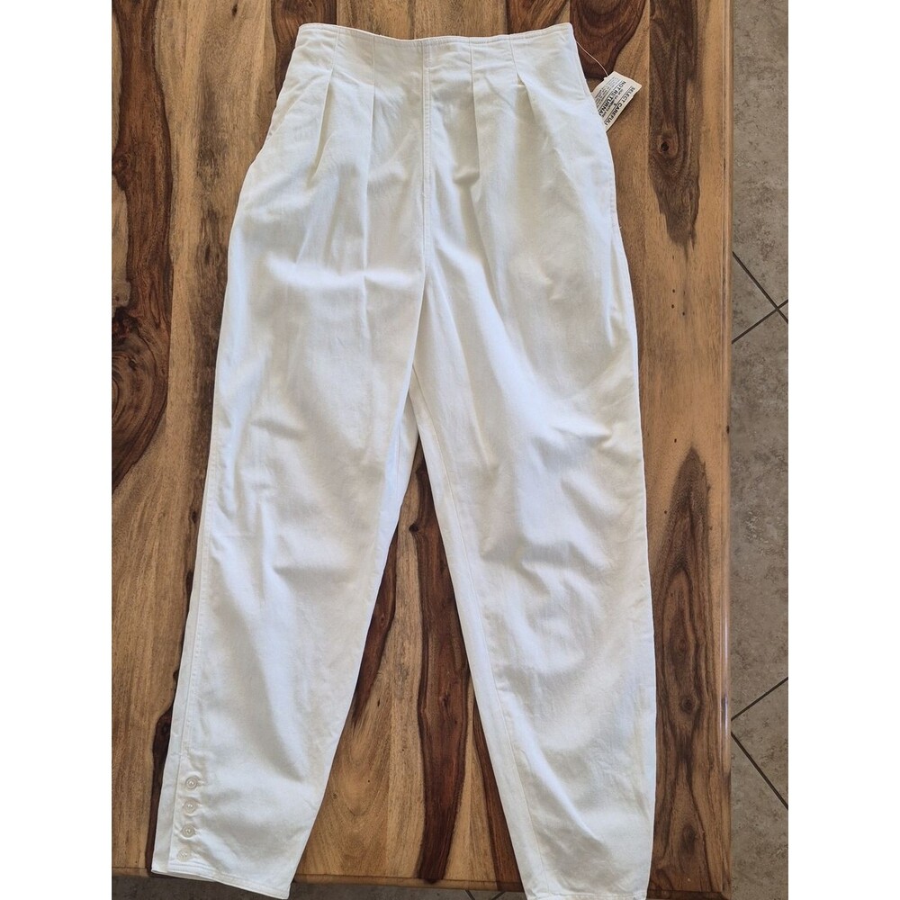 Perry Ellis, 80s, Ultra High Waist,Pleats with Back Zip Up & One Button Closure